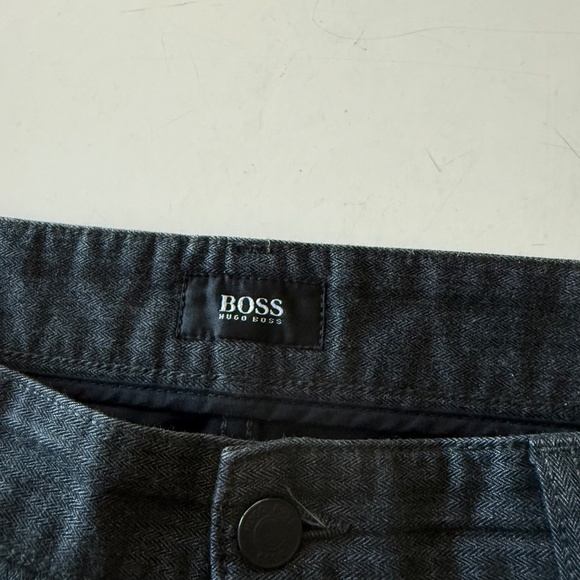 HUGO BOSS Maine Straight Leg Charcoal Herringbone 5 Pocket Pants Mens 36 x 34 - Picture 5 of 13